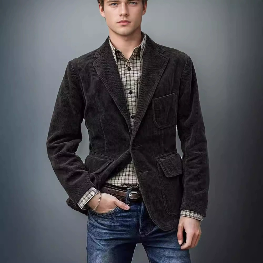 Спотовые трансграничные костюмы весна и осень мужские вельветры пиджак с жилеткой топ мужской костюм