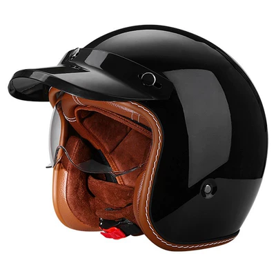 Autumn and Winter Half Helmet – Motosiklet kaskı (dəbilqə) - glossy-black-m57-58