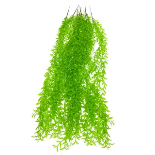 仿真垂吊柳条道具装饰假绿植缠绕绿色植物藤条柳叶壁挂过江龙跨境