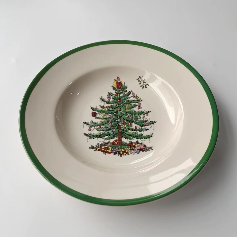 Vintage Export-Style Bowl and Fish Plate Set for Home Use, High Aesthetic Value Christmas Tableware Bowl and Plate Set for Home Use