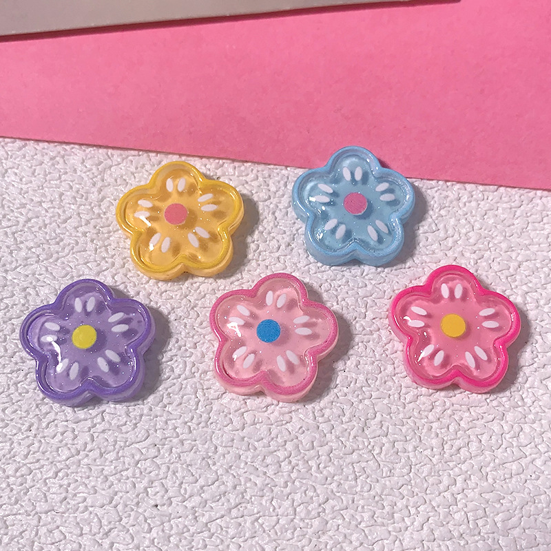 Nuevo sistema de color macarón flores transparentes accesorios de resina diy accesorios para el cabello parches de caso de teléfono móvil clipes de cabello material de hebilla de zapatos