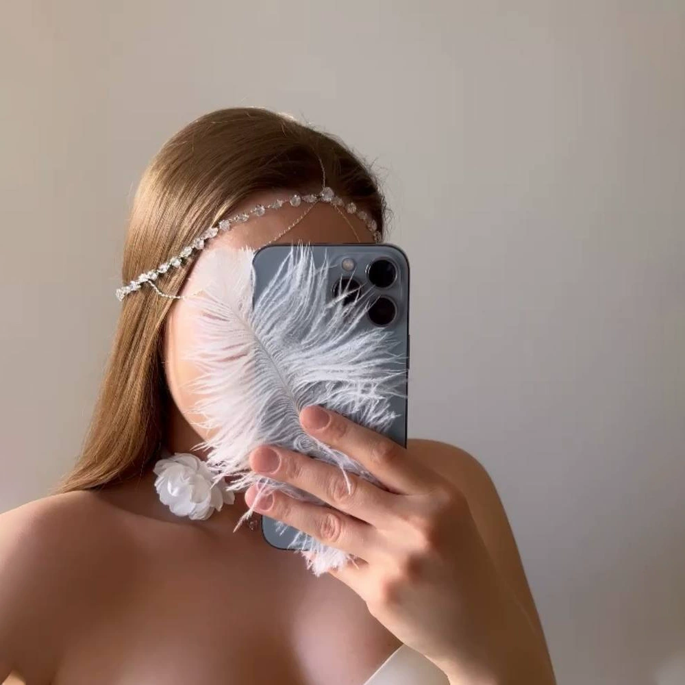 Трансграничный взрыв огня Циркон подвеска лба цепь простой европейский и американский темперамент невеста свадебная цепочка волос обруч Hair band