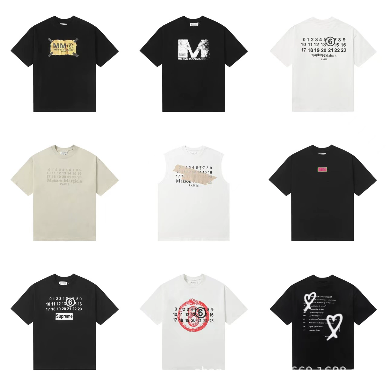 Трендовая футболка с круглыми воротниками Maison Margiela 25SS с цифровым узором, короткие рукава, для мужчин и женщин