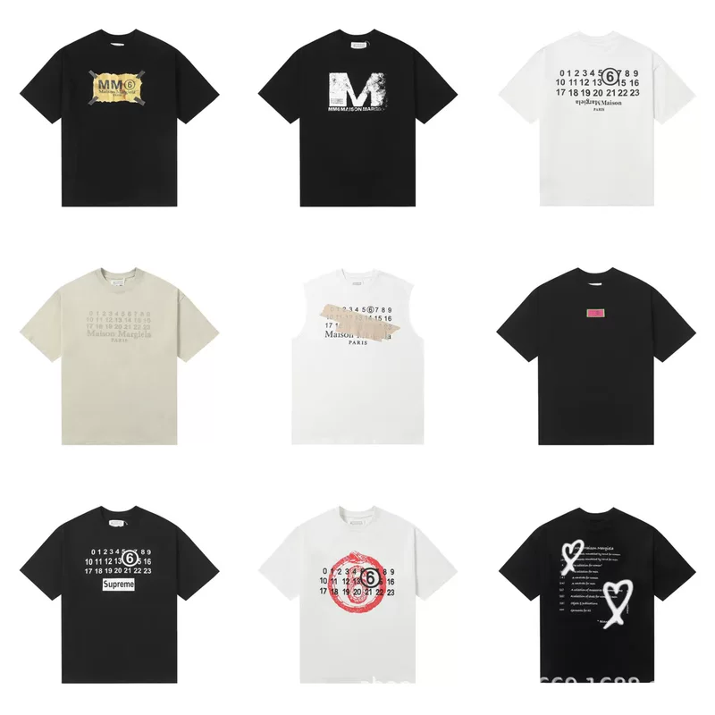 Трендовая футболка с круглыми воротниками Maison Margiela 25SS с цифровым узором, короткие рукава, для мужчин и женщин