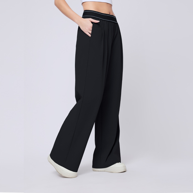 Transfronterizo exclusivo para el descanso de las mujeres, pantalones deportivos de cintura alta, rectos, ligeros, delgados, sueltos, secados rápidos, primavera y verano. image 7