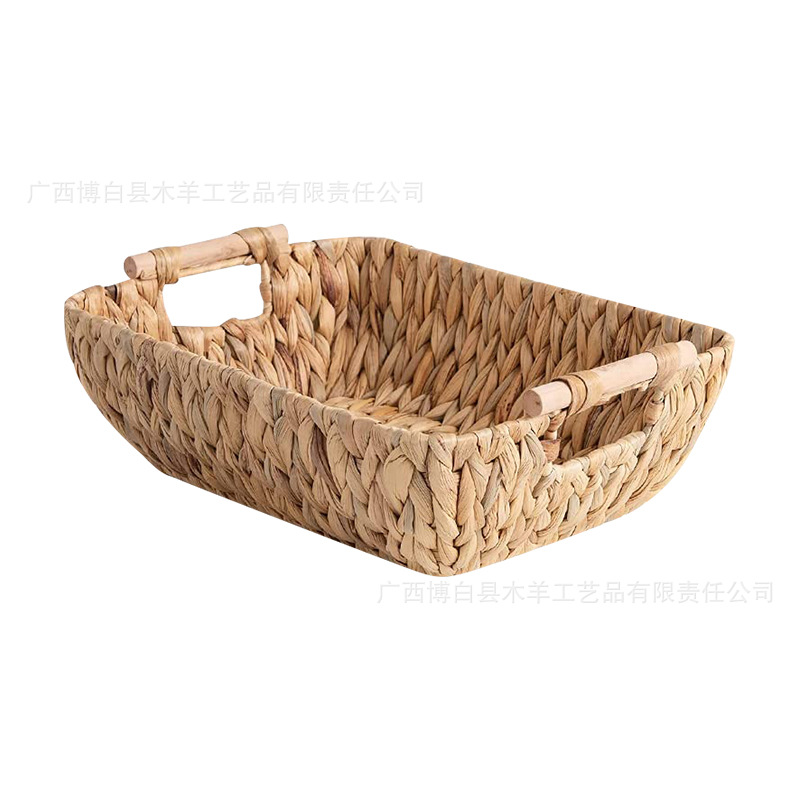 Cesta de almacenamiento tejida mesa de café escritorio Marco de artículos diversos paja merienda almacenamiento plato de fruta organización cesta de almacenamiento de ratán