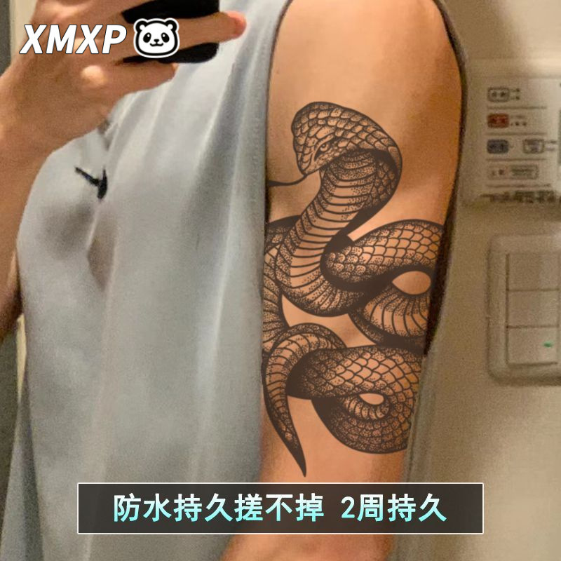 Xm&Xp Huge Python Juice Tattoo Sticker Waterproof Women's Long-Lasting Arm Men's Semi-Permanent Thigh European and American