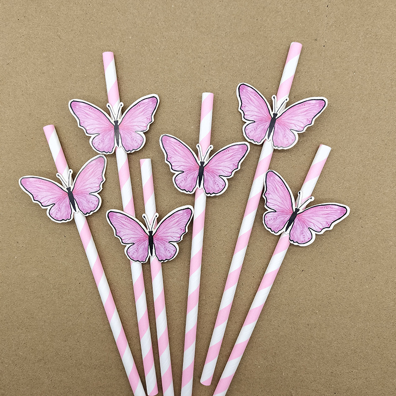 Papel desechable degradable tarjeta papilla paja postre té bar de cóctel fiesta decoración paja