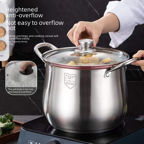 Home Stainless Steel Special High-Pot Large Capacity Multi-Layer Double-Ear Drum Sugar Soup Pot Thick and Durable Broth Pot with Steam Rack