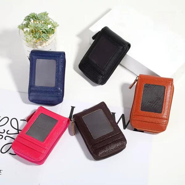 Cross-Border New Vertical Women's Pebbled Mini Anti-Theft Multi-Card Slot Accordion Card Holder Id Bag
