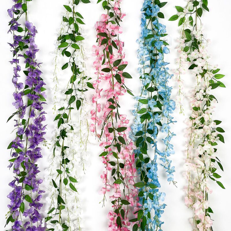 Imitation Wisteria Flower Bean Flower String Long Wedding Decoration Rattan Indoor Ceiling Rattan Flower Violet Flower Vine Fake Flower