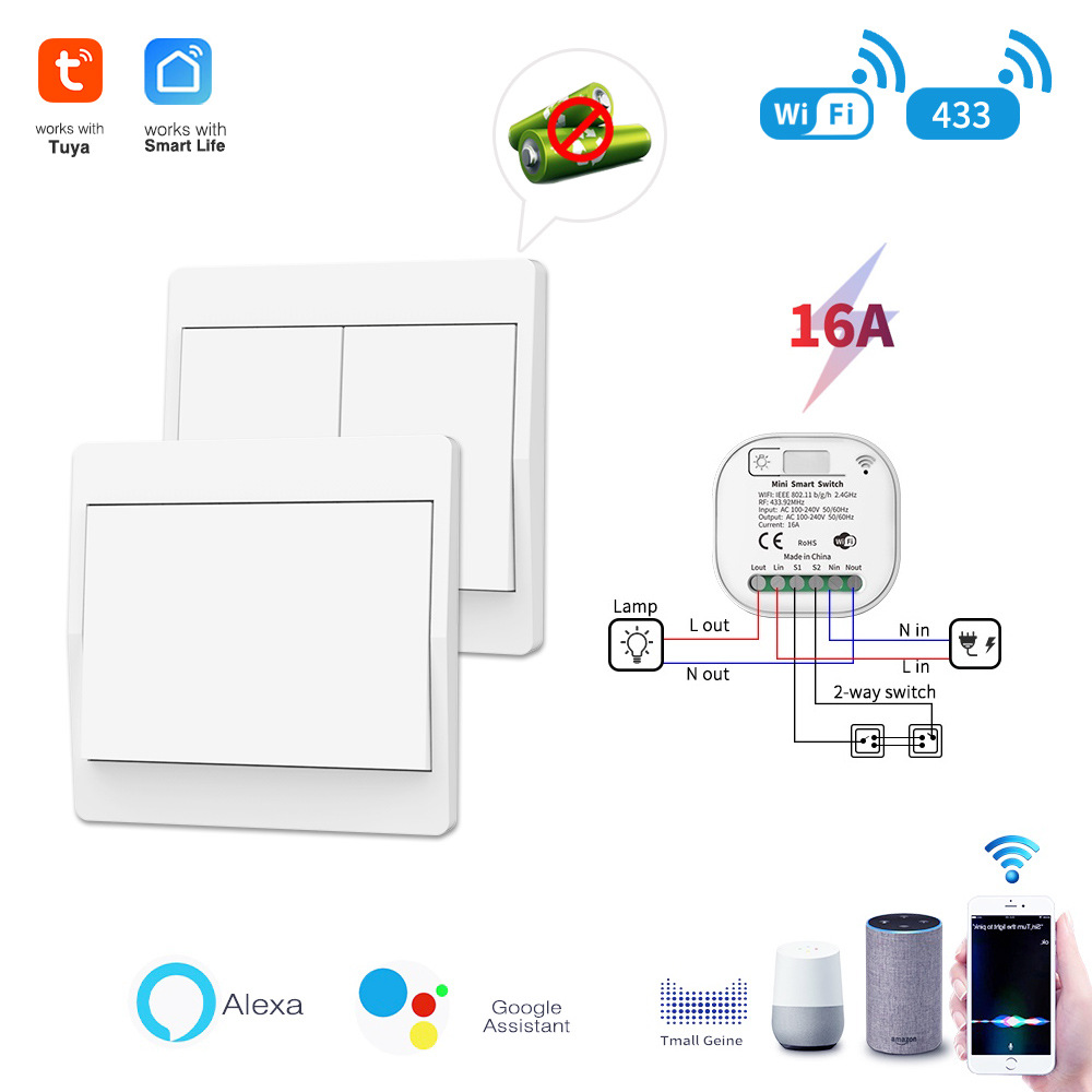 Graffiti wifi intelligence switch Battery Since the power switch panel household wireless Wall switch support Xiaodu