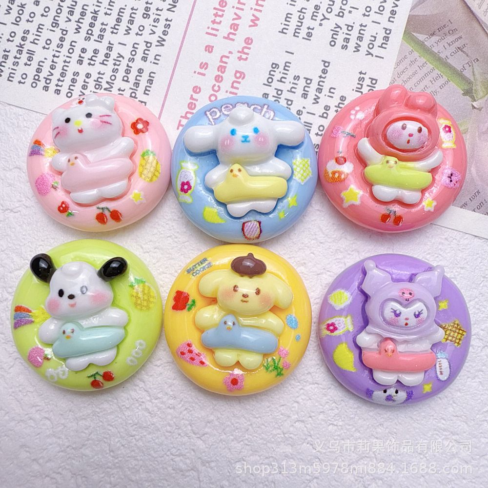 DIY Resin Accessories Jewelry Cartoon Animal Swimming Ring Cream Glue Hairpin Head Rope Hole Shoe Flower Doll Machine