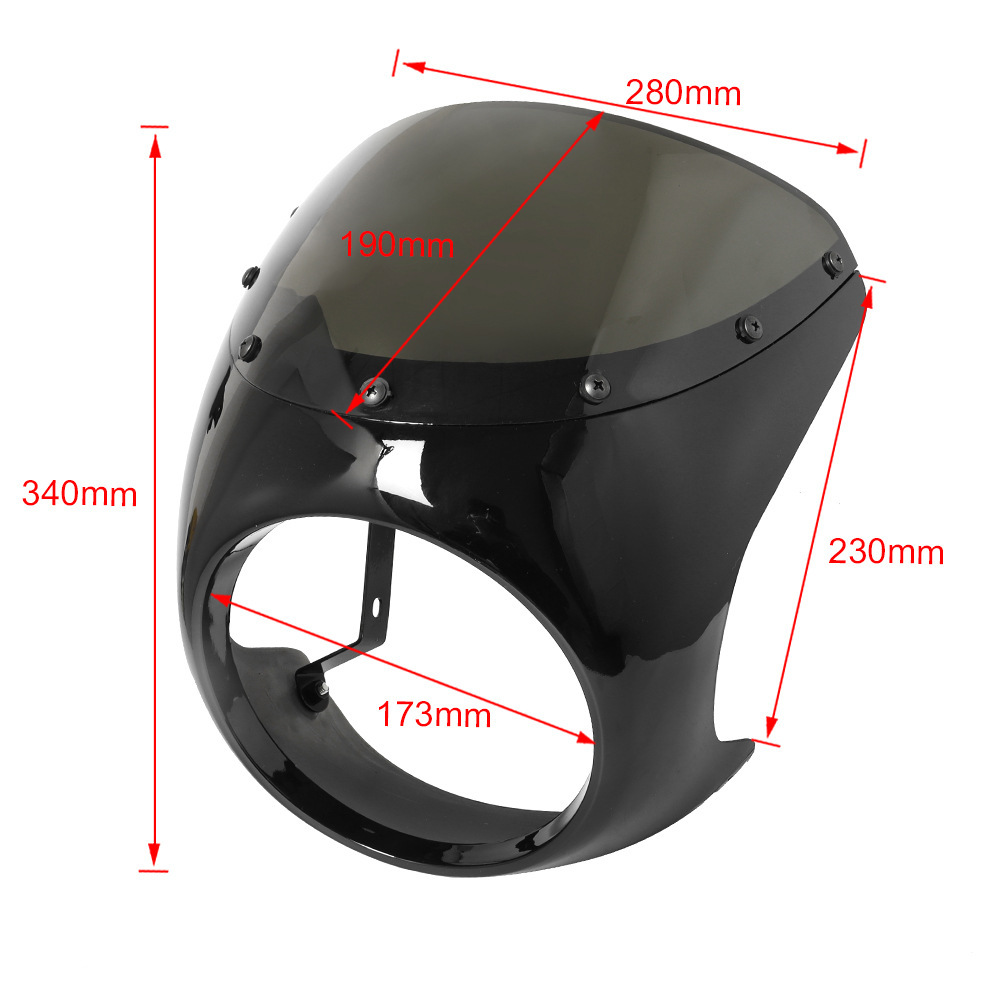 Bright Black Retro Motorcycle Refit Hood Dome Big Lamp Shade Pig Hood Cafe