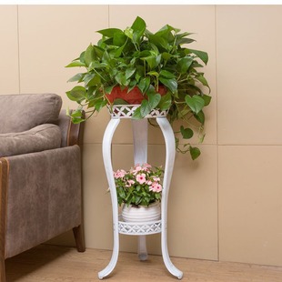 Green Radish Flower Stand Multi-Layer Iron Flower Pot Stand Floor-Standing Space-Saving European-Style Double-Layer Indoor Flower Stand Free Shipping