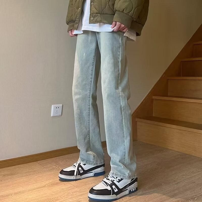 2024 jeans pantalones rectos sueltos delgados de verano para niños pantalones anchos de seda de hielo de verano para hombres
