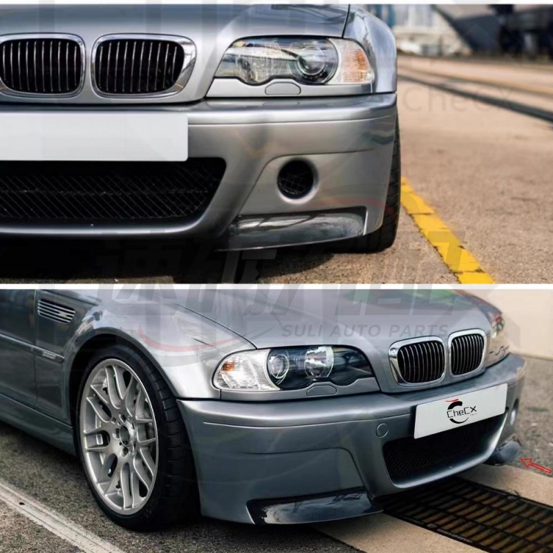 Suitable for BMW 3 Series E46 M3 front bumper carbon fiber front corner spoiler, front lip, corner guards, and spoiler for models 03 to 06