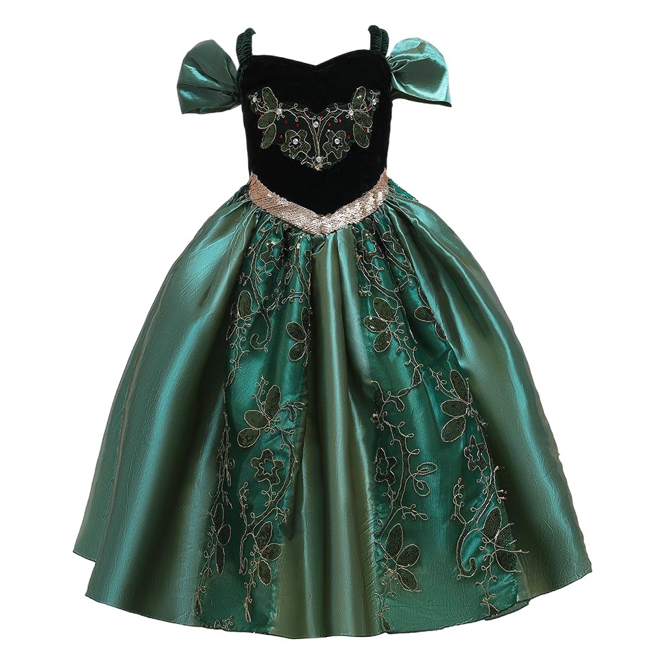 Frozen princesa Anna vestido princesa Elsa hermanas franela malla de lentejuelas vestido de los niños vestido de princesa