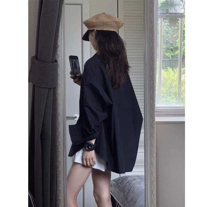 2026 New Stylish and Elegant Black Shirt for Women, Spring Simple Loose Long-Sleeve Hong Kong Style Blouse 2026 New Stylish and Elegant Black Shirt for Women, Spring Simple Loose Long-Sleeve Hong Kong Style Blouse