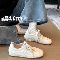 牛皮版~厚底内增高百搭德训鞋2025新款阿甘鞋女休闲鞋百搭小白鞋