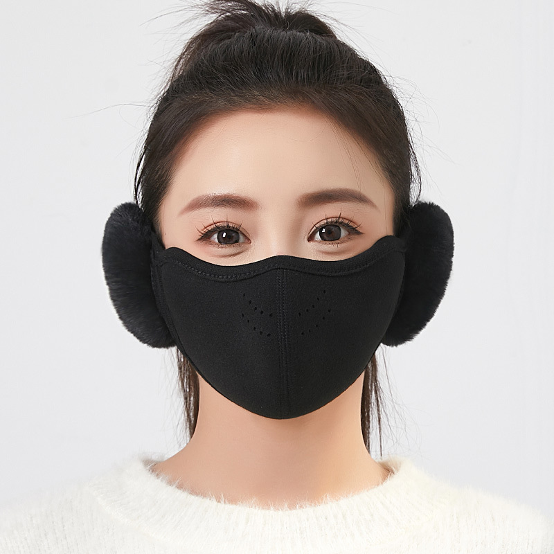 冬季耳朵保暖口罩女防风护耳一体骑车毛绒加厚防冻防寒耳套二合一|undefined