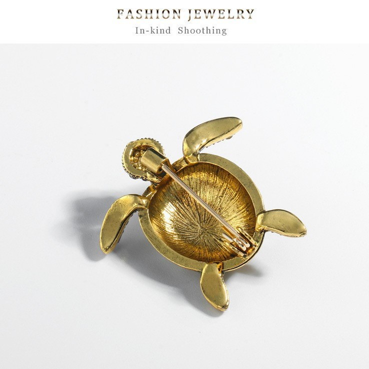 Moda transfronteriza creativa tortuga animal broche personalidad de diamante de goteo de aceite emblema broche accesorios de pin retro image 6