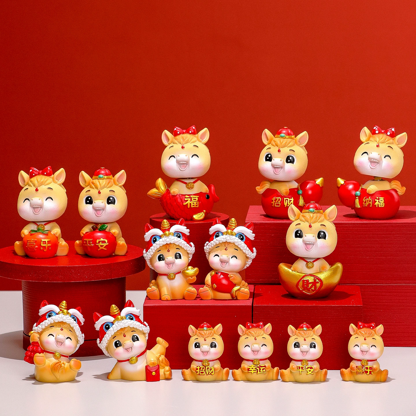 Креативные милые китайские стильные львы, пробуждающие лошадь, домашние настольные маленькие украшения, офисные настольные украшения для кукол с героями мультфильмов