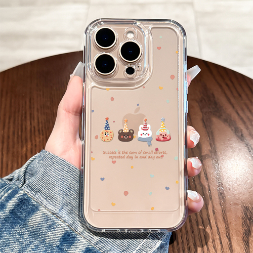 Suitable for Apple iPhone 16 Pro Max Case iPhone 15 Cute Ins High-End Cartoon Transparent Full Space Case