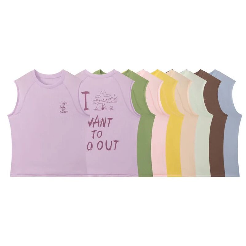 Yh Japanese-Style Outdoor Breathable Loose Letter-Printed Summer Sports 8-Color Sleeveless Vest for Men and Women Couple Style 2611
