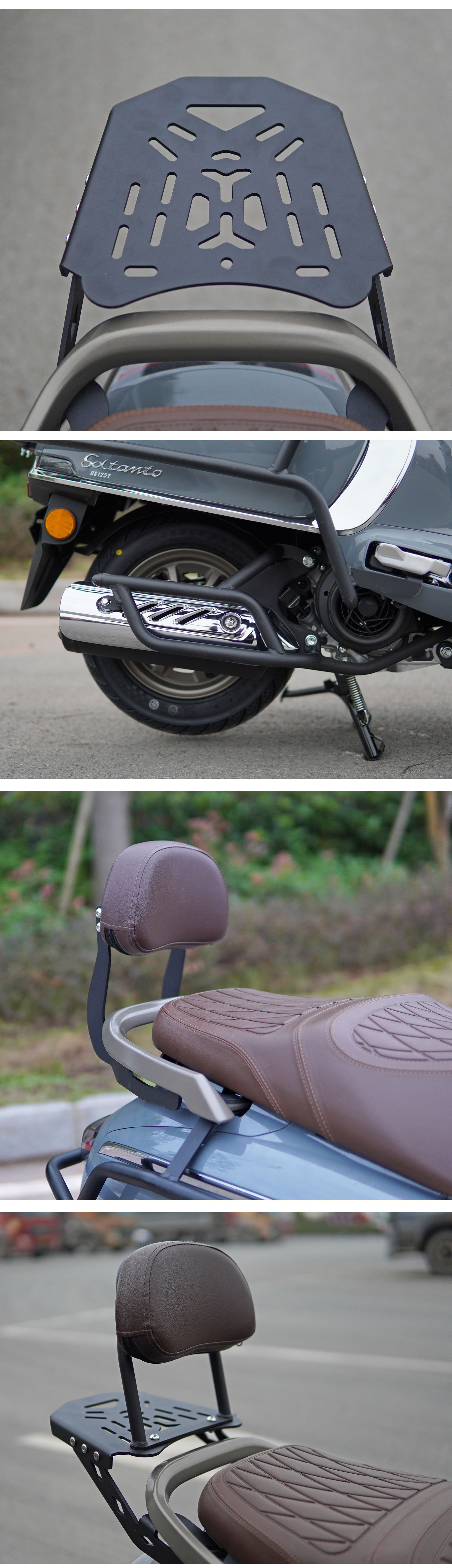 Suitable for Suzuki US125T electroplated bumper modification cushion backrest tail box hand guard exhaust bar front shelf