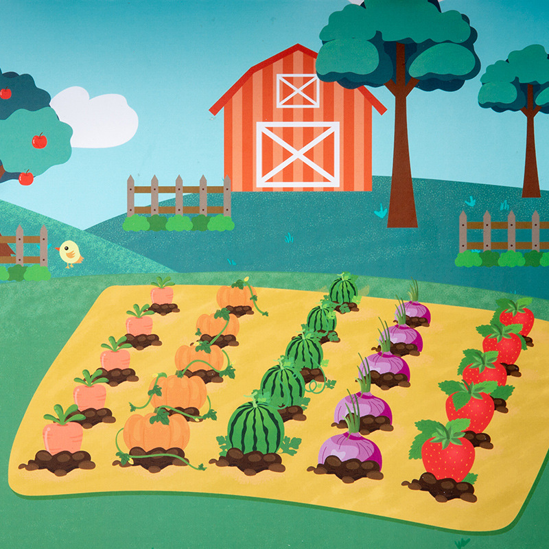 Simulación granja de frutas y hortalizas plantación clasificación color taza educación temprana los niños iluminación educativa juguetes madera