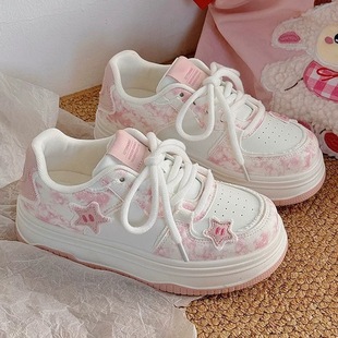 Spring 2025 New Thick Sole Small White Shoes Women's Shoes with Wide Leg Pants All-match Fashion Casual Sports Skate Shoes