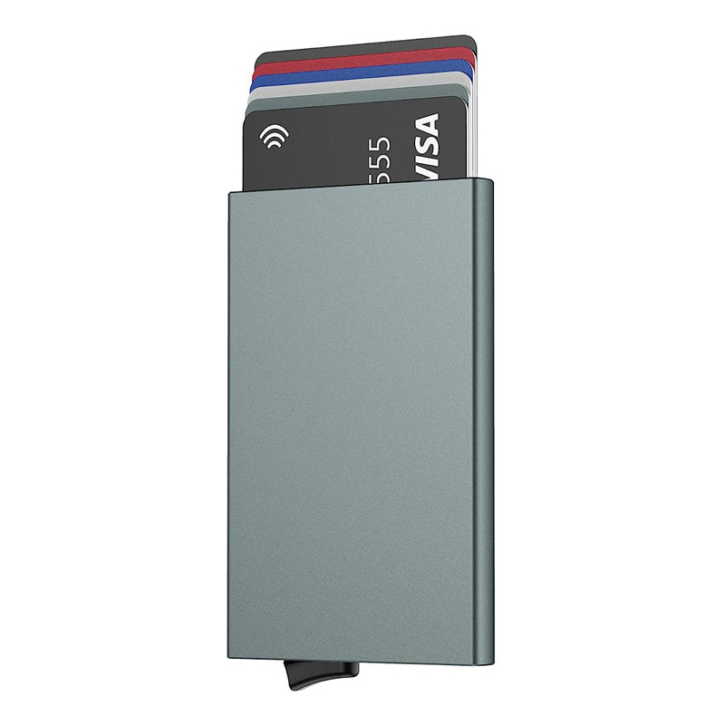 Tarjetero RFID de aluminio antirrobo para hombres, diseño minimalista de alta calidad