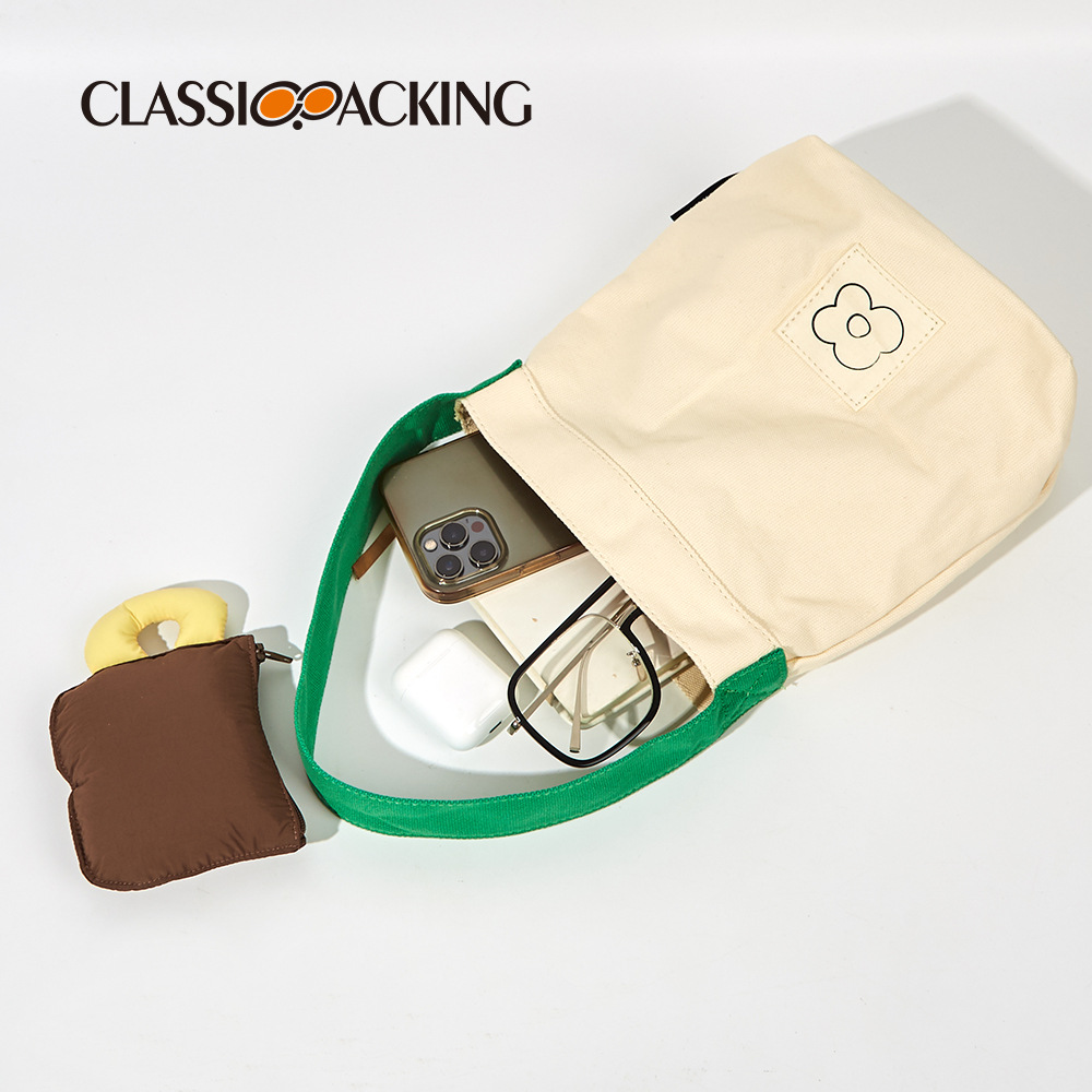 Simple bolsa de lona portátil, solo hombro, bolso diario Cercanías, moda personalizada, logotipo impreso