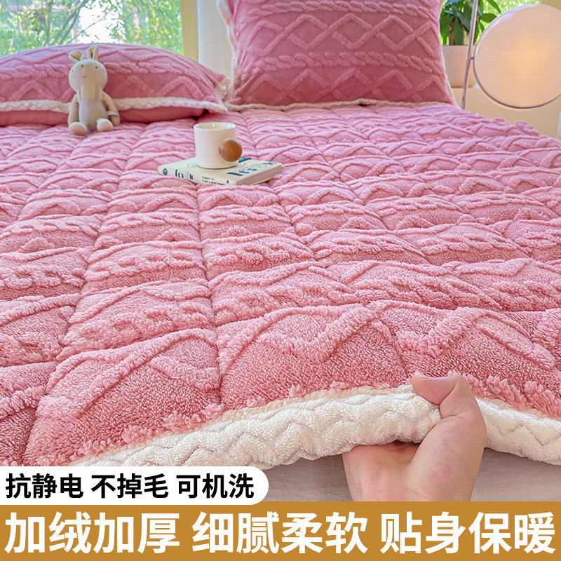 クラスA厚いタフマットレスクッション家庭用寝室牛乳ベルベットマットレス冬シングルマット布団|undefined