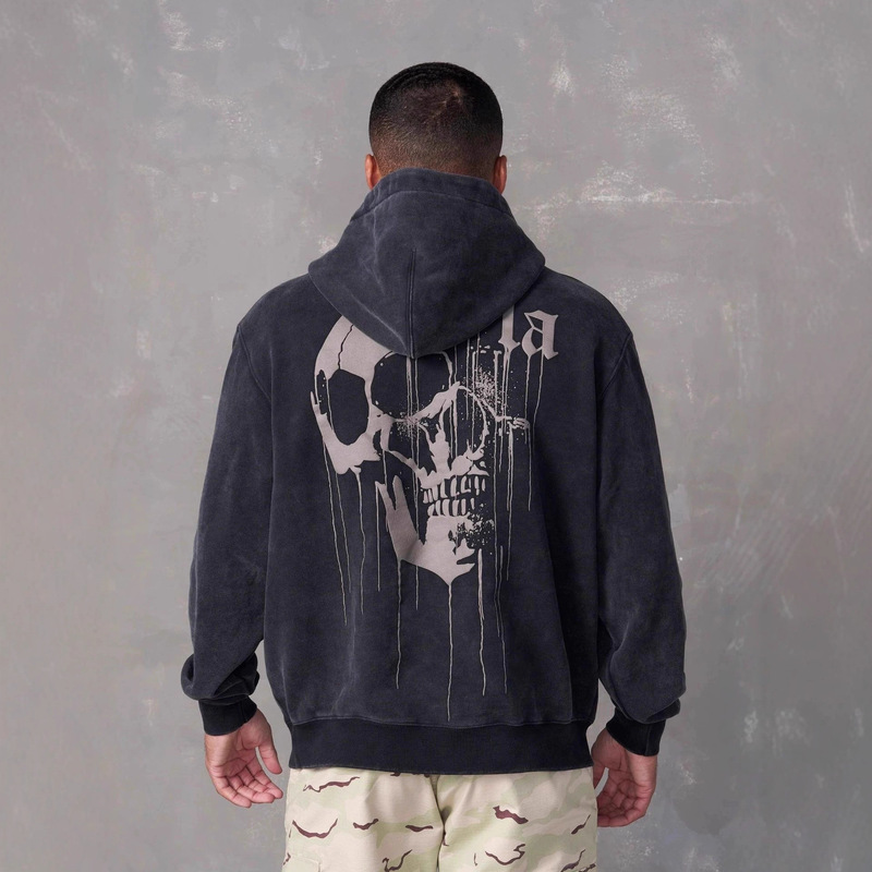 Youngla American Trendy Brand Fitness Sweatshirt Men's Autumn and Winter Cotton Pullover Skull Print Comfortable Hoodie Youngla American Trendy Brand Fitness Sweatshirt Men's Autumn and Winter Cotton Pullover Skull Print Comfortable Hoodie