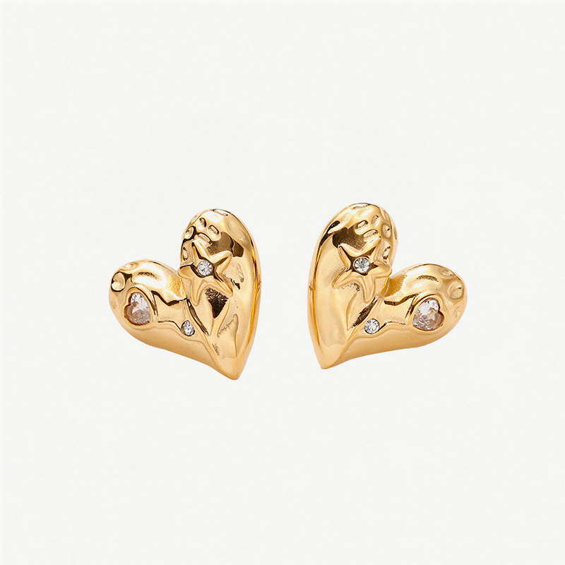 Taina Omeiins amor zircon orejetas femenina encantadora nicho de alta sensación orejetas de acero inoxidable orejetas 18K
