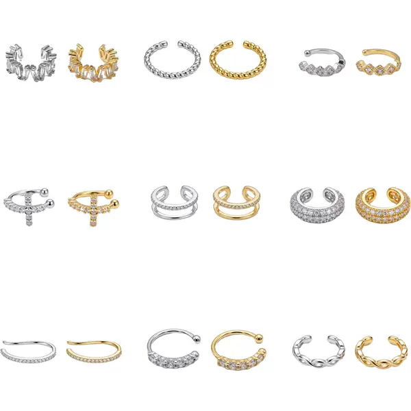 1688 In-Stock Direct Shipment Foreign Trade Hot-Selling Copper Micro-Inlaid Zircon C-Shaped Ear Clip Exquisite Versatile Ear Cuff for Non-Pierced Ears