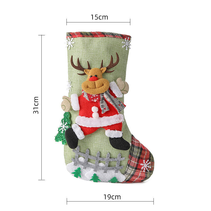 新しい国境を越えたリネンの大きなクリスマス靴下クリスマス装飾品クリスマスプレゼント袋プレゼント袋|undefined