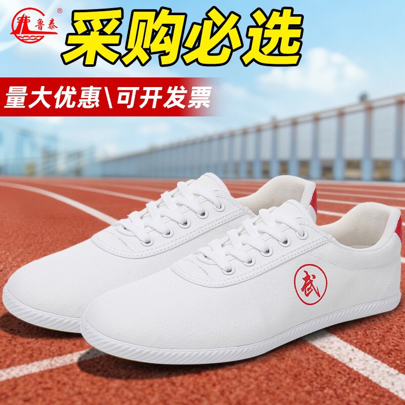 Martial Arts Shoes, School Track and Field Physical Examination Training Sports Shoes, Wear-Resistant Soft-Soled Tai Chi Shoes, Breathable Canvas Shoes, Flat-Soled Shoes