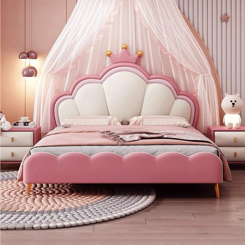 Luz de lujo en línea cama de dormitorio de niñas 1.35m 1.2m cama individual cama infantil cama princesa de niñas 1.5m para el hogar