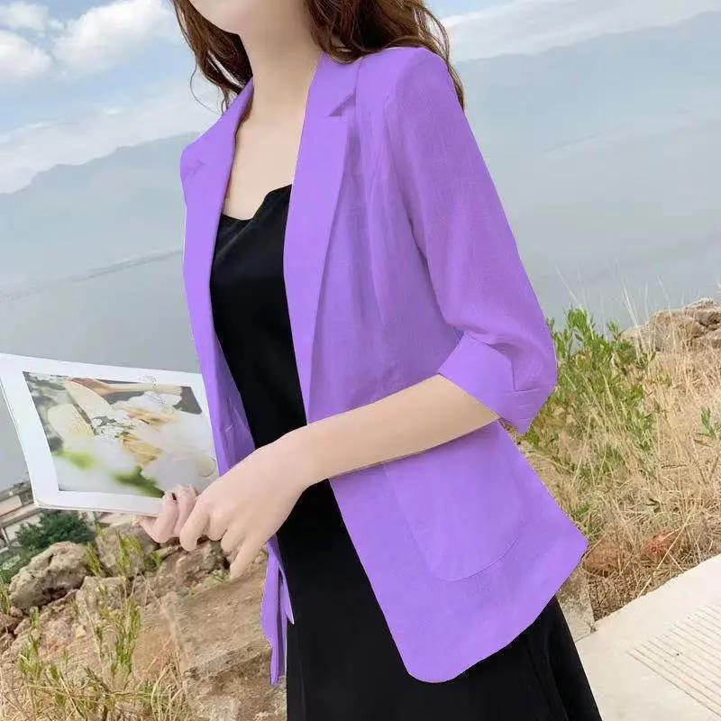 休闲上衣小西装新款防晒外套女2025透气薄款短春秋西服小个子|undefined