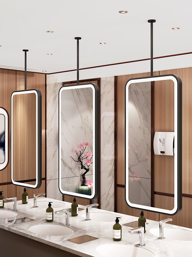 Rounded Rectangular Hanging Rod Mirror Suspended Mirror Hotel Bathroom Mirror B&B Bathroom Mirror Mirror