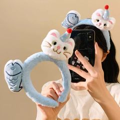 可爱蓝色猫咪小鱼毛绒发箍女卡通少女心发卡洗脸压发化妆头箍秋冬