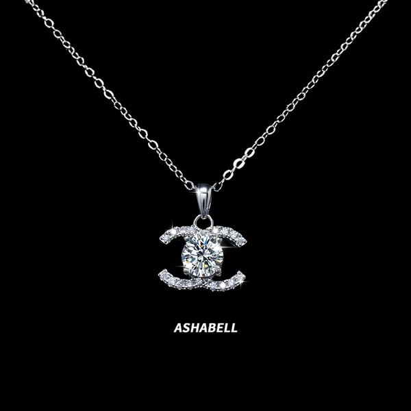Cross-border Live S925 Sterling Silver Necklace Female Moissanite Small Fragrance High-grade 1 karat D Color Moissanite Necklace Female