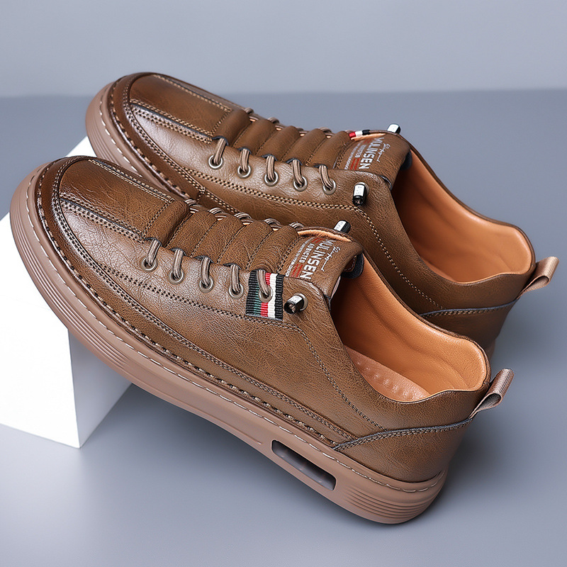 Chaussures en cuir pour hommes, chaussures de Tennis, baskets en toile, chaussures polyvalentes rembourrées_voghion.com