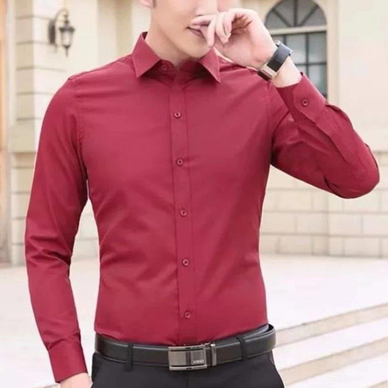 メンズベルベット厚手シャツ秋冬スリムビジネスプロフェッショナル無地作業服長袖ホワイトサーマルジャケットトレンディ|undefined