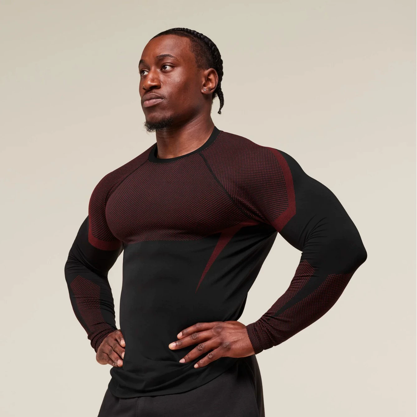 Amazon экспорт мужское боди RYM спортивное фитнес бег тренировки эластичное модное с принтом круглый вырез с длинными рукавами