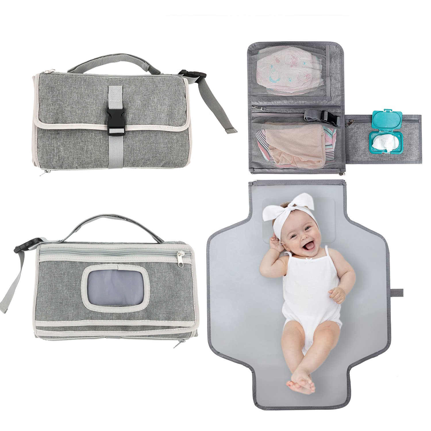 Cambiador de pañales portátil de viaje, cambiador de pañales impermeable para el hogar, plegable y lavable, cambiador de pañales a prueba de fugas para bebés