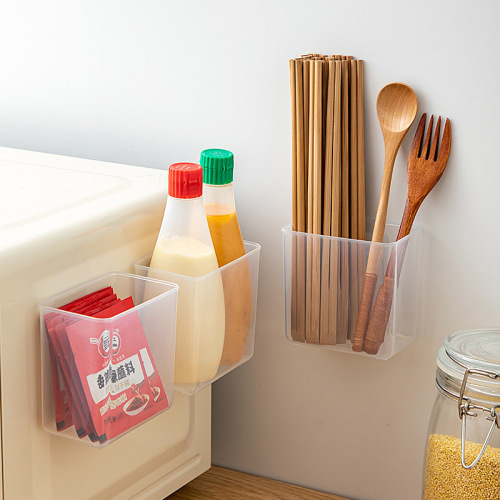 Small storage box for kitchen, bathroom, desktop, multi-purpose transparent plastic document holder wall-mounted storage without drilling